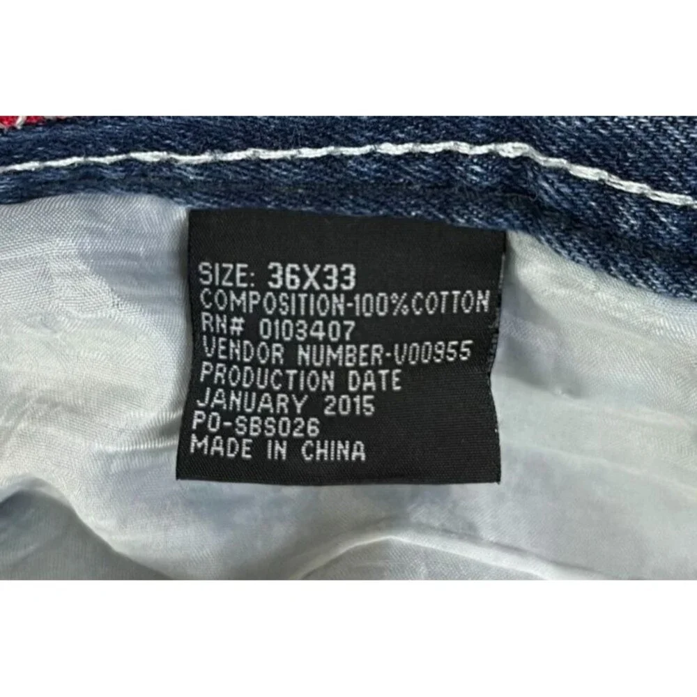 City Ink Jeans Men's 36x33 (Fits 36x32) Straight Leg Distressed Blue Denim